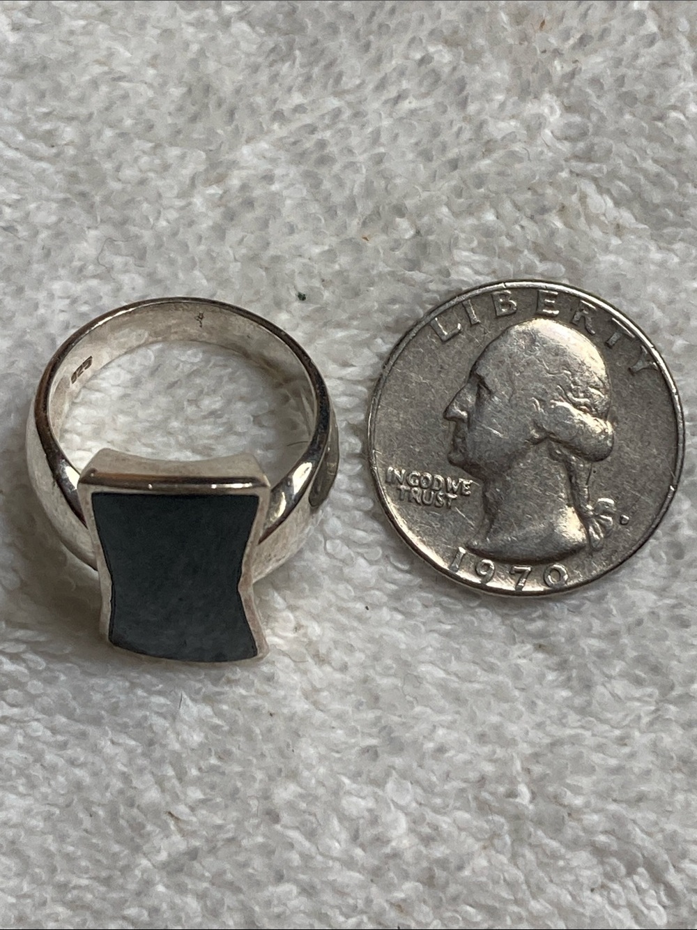Sterling Silver Black Onyx Modern Rectangle Ring - Picture 3 of 5